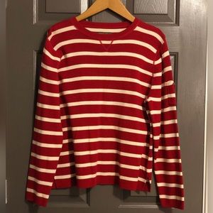 Mountain Lake Sweater Red & White Long Sleeve Crewneck Pullover Size Petite L